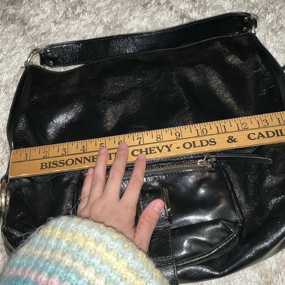 Michael Kors Black Patent Leather Austin Slouchy Bag‎